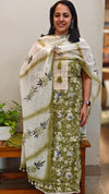 Olive green net kota suit