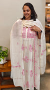 Lilac on off white mul chanderi suit