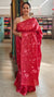 Cherry Red Lined Noil Tussar Silk Saree - LNC08