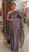 Burnt mauve tussar silk saree - N372