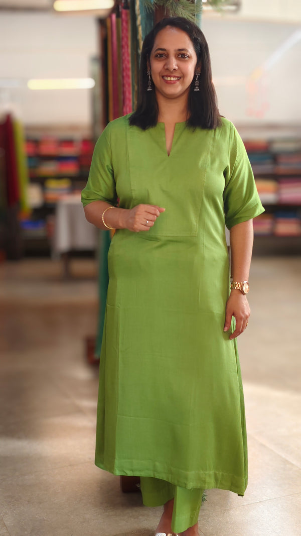 Chartreusegreen modal silk top