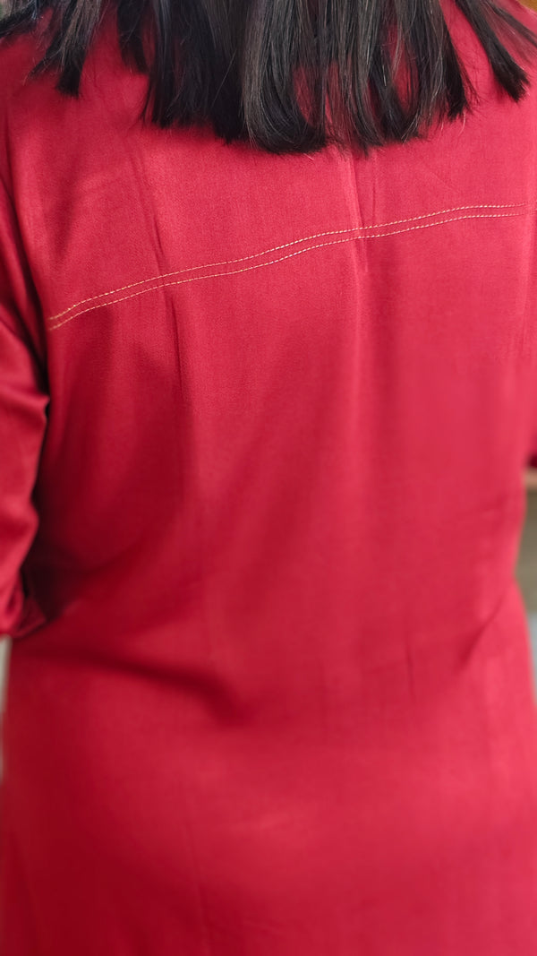 Maroon modal silk kurti