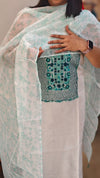 White and Mint green net kota suit