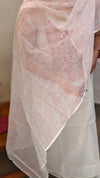 White and pinkish maroon net kota suit