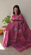 Rouge pink tussar silk saree -ADZ67