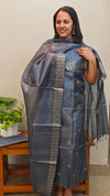 Aegean blue tussar silk salwar suit