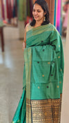 Green and black raw silk saree - SRW62