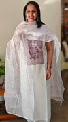 White and mauve net kota suit