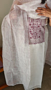 White and mauve net kota suit