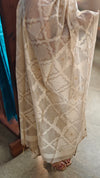 Beige chanderi linen hand embroidered suit