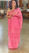 Candy pink organza silk saree