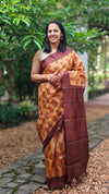 Mustard and mauve tussar silk saree