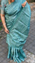 Teal green hand embroidered tussar silk saree - 40903