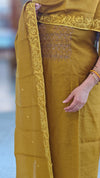 Mustard chanderi salwar suit