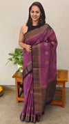 Purple semi linen banarasi salwar saree