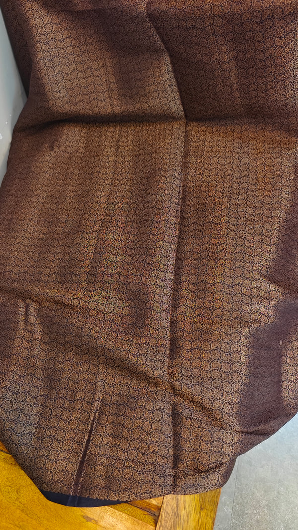 Purple semi linen banarasi salwar saree