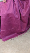 Purple lined noil tussar silk saree -LNC08