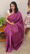 Purple lined noil tussar silk saree -LNC08