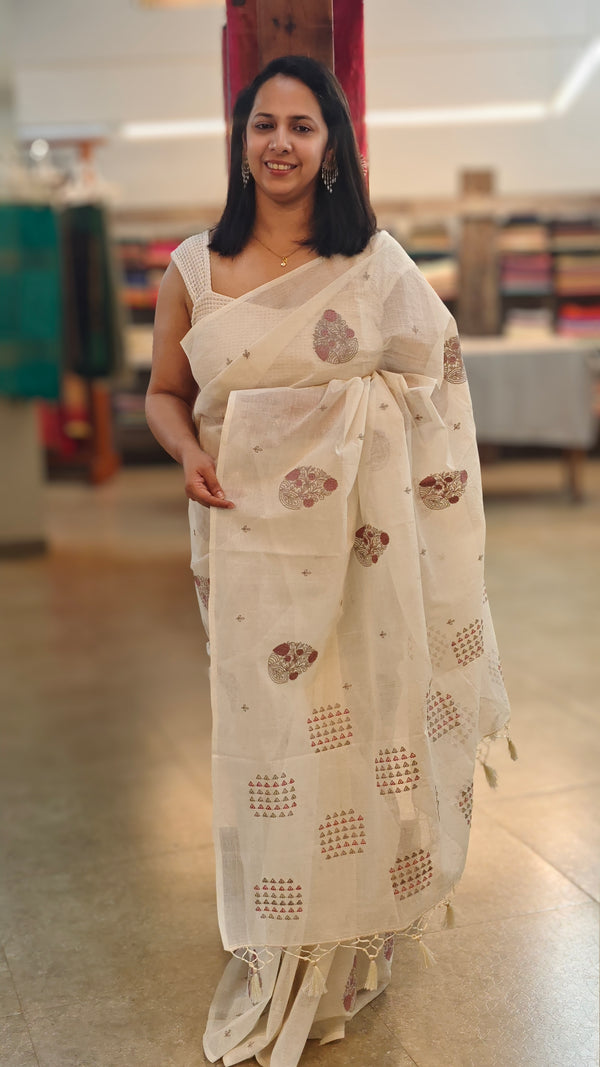 off white cotton saree