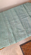 Teal green hand embroidered tussar silk saree - 40903