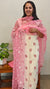 White and pink organza salwar suit - G713