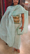Aqua Green hand embroidered net kota suit