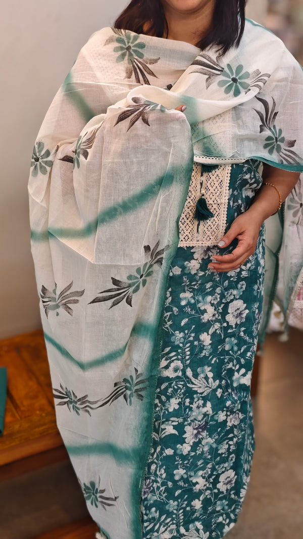 Teal blue net kota suit