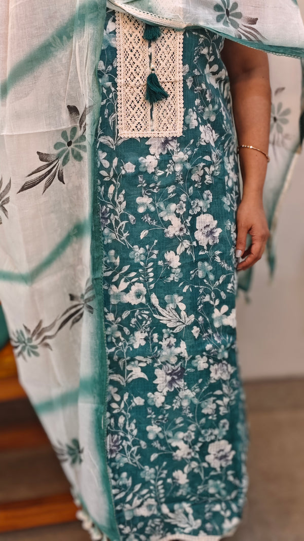 Teal blue net kota suit