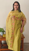 Mustard suit with organza dupatta