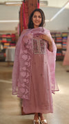 Mauve shade georgette organza suit