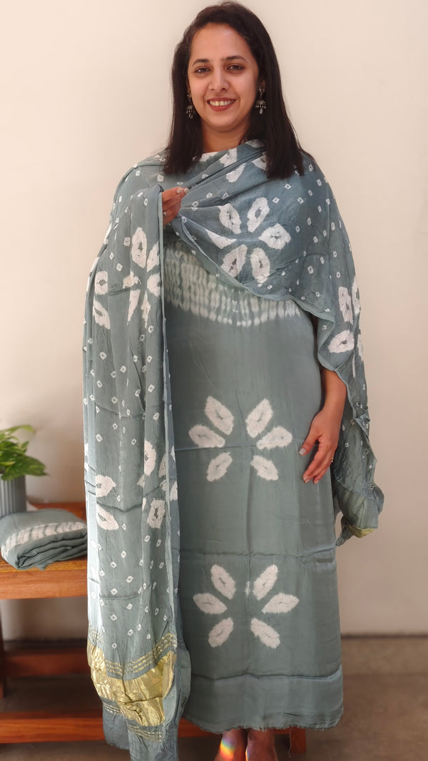 MOD1001 Bluish grey modal silk salwar suit