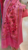 Dark pink printed tussar silk suit