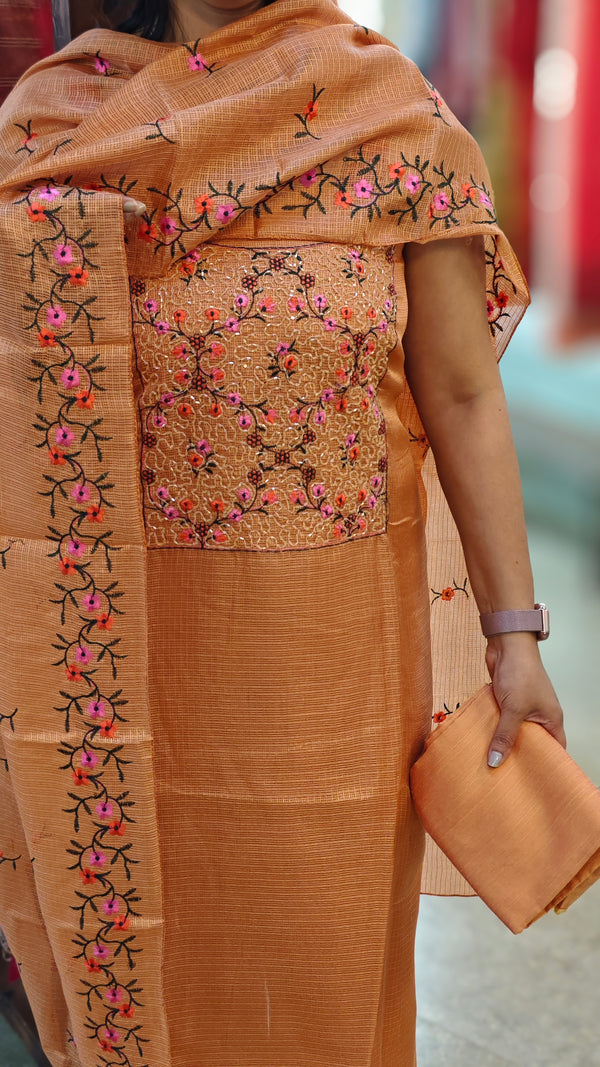 Dusty peach silky kota suit