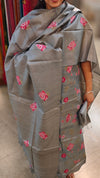 Grey desi tussar silk suit