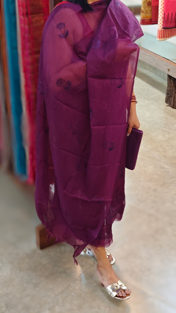Purple silky kota suit