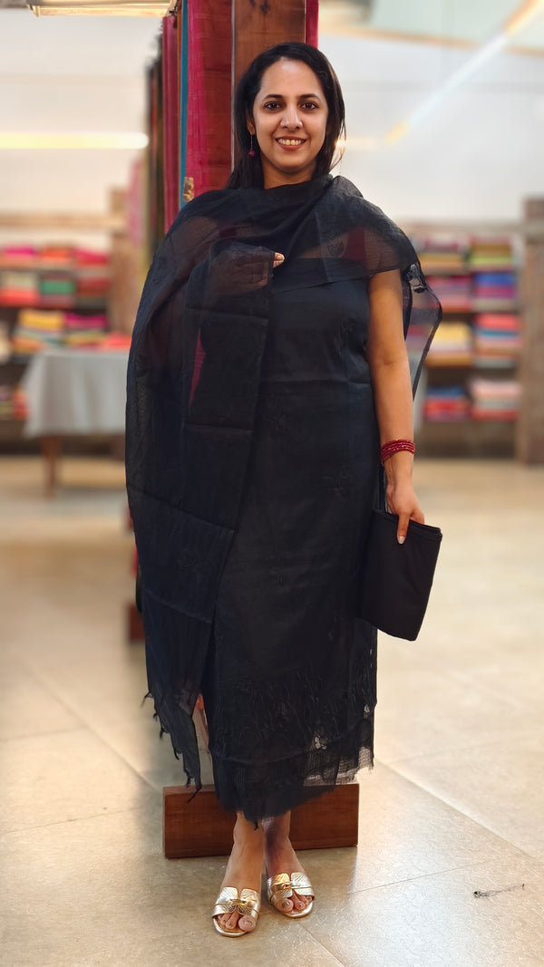 Black silky kota suit