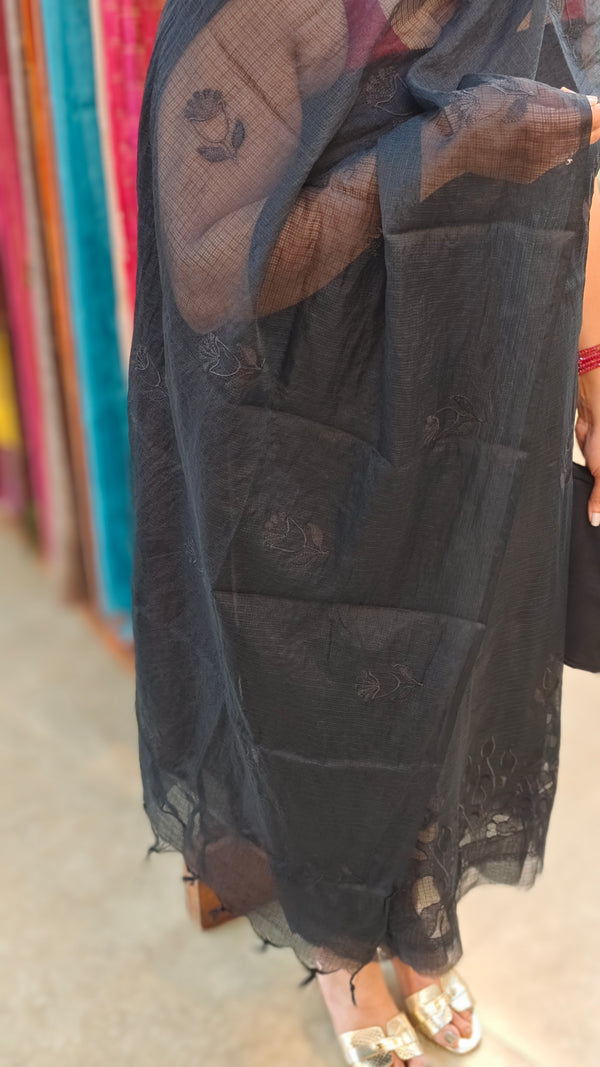 Black silky kota suit