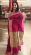 Deep magenta raw silk saree - SRW65