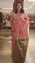 Blush pink and green tussar silk saree - 4D98