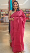 Dark peach tussar silk saree