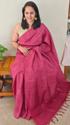 Dark peach tussar silk saree