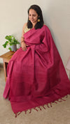 Dark peach tussar silk saree