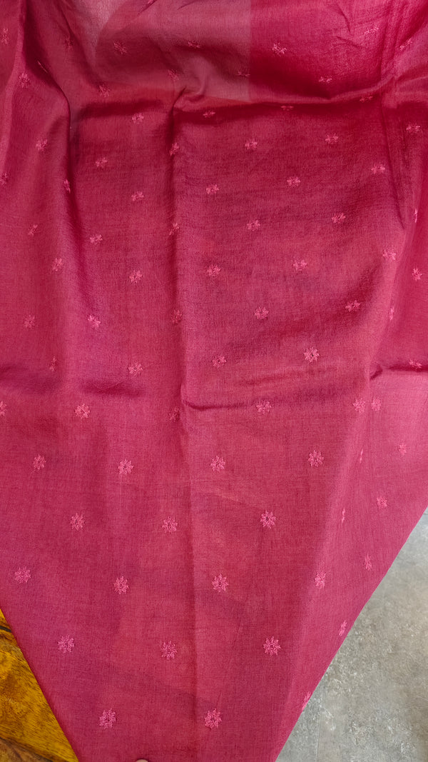 Dark peach tussar silk saree