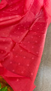 Strawberry pink tussar silk saree