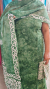 Green cotton bathik printed suit