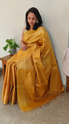 Golden yellow tussar silk saree - B592