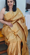 Golden yellow tussar silk saree - B592