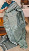 Teal tussar silk saree - 3754