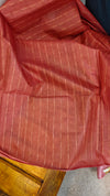 Brick red tussar silk saree - 3754