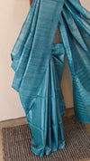 Sapphire blue tussar silk saree - 3754